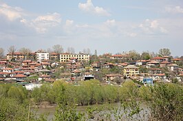 De stad Simeonovgrad langs de rivier Maritsa