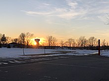 Sunset behind a water tower in Waconia