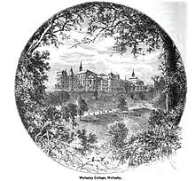 Campus of Wellesley College as it appeared circa 1880 Wellesley College 1881.JPG