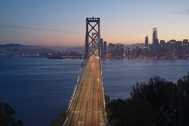 File:Western Span of the San Francisco-Oakland Bay Bridge at dusk, seen from Yerba Buena Island.jpg