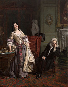 The Painting "Pope Makes Love To Lady Mary Wortley Montagu" by William Powell Frith depicts Lady Mary Wortley Montagu laughingly rejecting Alexander Pope's courtship. William Frith - Pope Makes Love To Lady Mary Wortley Montagu - Google Art Project.jpg