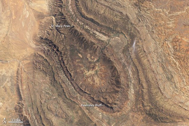 Annotated view of Wilpena from space