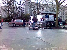 Wind Chill filming on the UBC campus on Main Mall at Agricultural Road Wind Chill filming.jpg
