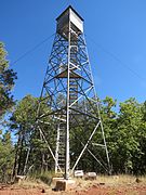 The Woody Mountain Lookout Tower is located by Rogers Lake.