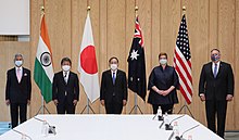 Foreign Minister Marise Payne at a Quad meeting with Japanese Prime Minister Yoshihide Suga, the Indian Foreign Minister, and the U.S. Secretary of State Yoshihide Suga joins the Quad FM Meeting in PM Office (1).jpg