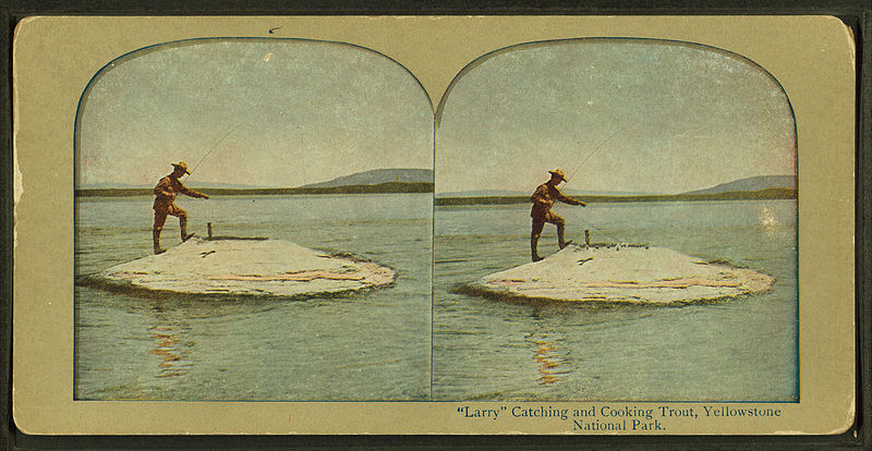 File:"Larry" Catching and Cooking Trout, Yellowstone National Park, from Robert N. Dennis collection of stereoscopic views.jpg