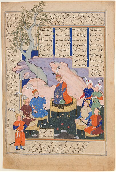 File:"Luhrasp Hears from the Returning Paladins of the Vanishing Kai Khusrau", Folio from a Shahnama (Book of Kings) of Firdausi MET DP215765.jpg