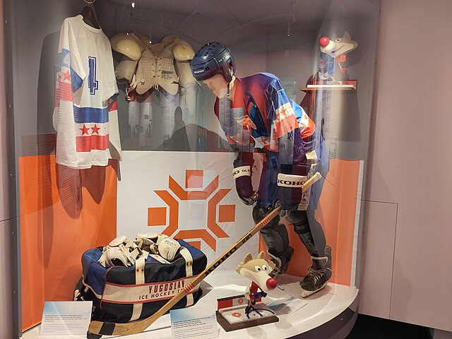 Ice hockey equipment of the Yugoslavian team at the 1984 Olympics