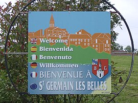 Saint-Germain-les-Belles'de bir karşılama işareti