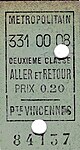 Ticket aller-retour émis le 331e jour de l’année 1900, soit le mardi 27 novembre 1900 à 8 heures du matin.