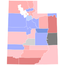 1958 United States Senate election in Utah results map by county.svg