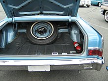 A trunk in the rear will often contain a spare wheel. 1965 Rambler Classic 660 4-d blue-white VA-t.jpg