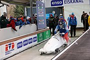 Deutsch: Bob-Europacup 2018/19; Station 1 in Altenberg, 2er-Rennen Nummer 1, Lauf 1 English: Bobsleigh Europe Cup 2018-19 in Altenberg - 2-man Race 1, first run