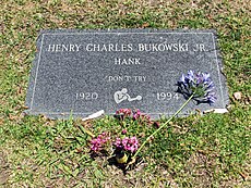 2014-05-13 Henry Charles Bukowski Jr. gravestone, Green Hills, Los Angeles - USA.jpg