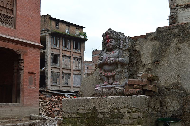 File:2015.07.15 Bhaktapur 262 City Walk Statue and Ruins.jpg