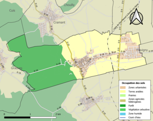 Kolorowa mapa przedstawiająca użytkowanie gruntów.