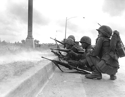 Vietnamese Rangers in action in Saigon during the Tet Offensive in 1968
