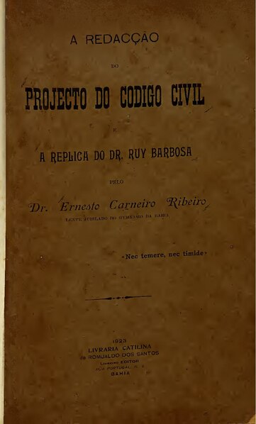 File:A Redacção do Projecto do Código Civil e a Replica do Dr. Ruy Barbosa (1923).pdf