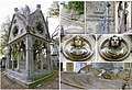 Composite image of various aspects of the tomb of Pierre Abélard and Héloïse