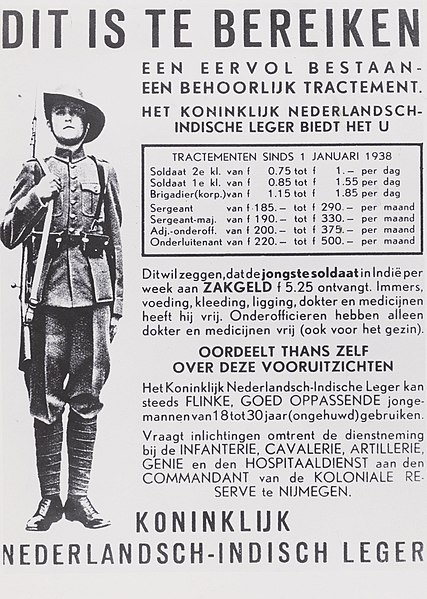 Poster for recruitment for the KNIL. 1938