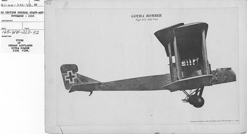 File:Airplanes - Types - Types of German Airplanes. Gotha Bomber. Side View - NARA - 17342189.jpg