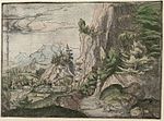 Albrecht Altdorfer - Landscape with a Shaded Cliff (hand-coloured) Albertina DG1926-1781.jpg