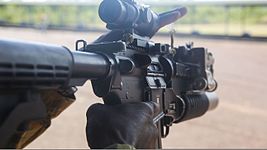An Australian soldier prepares to fire an M4 carbine at Robertson Barracks in Northern Territory, Australia, April 15, 2014 140415-M-GO800-055.jpg