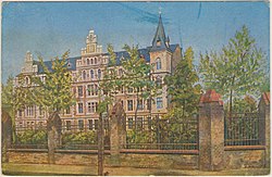 Původní budova čp. 299 v Bubenči od architekta Mikše, před rokem 1918.