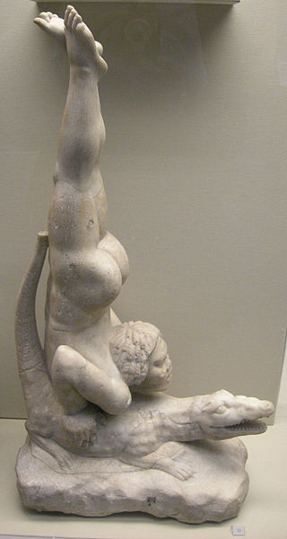 File:Arte romana, acrobata africano su un coccodrillo, I sec ac-I sec dc.JPG