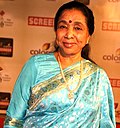 Asha Bhosle received this award seven times from twenty nominations. She is the only female vocalist to have won four times consecutively. Asha Bhosle at 18th Annual Colors Screen Awards 2012.jpg