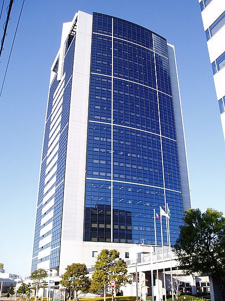 The Atsugi AXT office building lies south of central Atsugi, near the interchange of the Tomei Expressway Atsugi AXT Main Tower.jpg