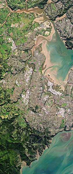 Metropolitan West Auckland captured by a Planet Labs satellite in 2016