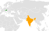 Location map for Austria and India.