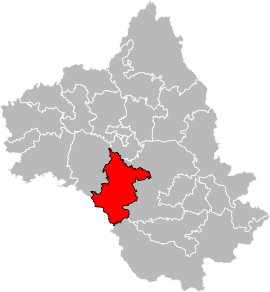Situation of the canton of Monts du Réquistanais in the department of Aveyron