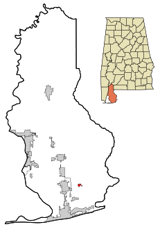 Baldwin County Alabama Incorporated and Unincorporated areas Elberta Highlighted.svg