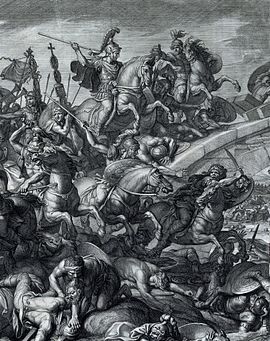 Bataille du Pont Milvius, Gérard Audran d'après Charles Le Brun, 1666-crop.jpg