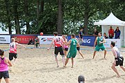 Deutsch: Beachhandball Europameisterschaften 2019 (Beach handball Euro); Tag 2: 3. Juli 2019 – Männer, Vorrunde Gruppe C, Nordmazedonien-Schweiz 0:2 (13:22, 18:19) English: Beach handball Euro; Day 2: 3 July 2019 – Women Preliminary Round Group A – Men Preliminary Round Group C – North Macedonia-Switzerland 0:2 (13:22, 18:19)