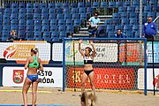 Deutsch: Beachhandball Europameisterschaften 2019 (Beach handball Euro); Tag 2: 3. Juli 2019 – Frauen, Vorrunde Gruppe D, Ukraine-Deutschland 2:0 (23:22, 32:24) English: Beach handball Euro; Day 2: 3 July 2019 – Women Preliminary Round Group D – Ukraine-Germany 2:0 (23:22, 32:24)