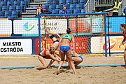 Deutsch: Beachhandball Europameisterschaften 2019 (Beach handball Euro); Tag 2: 3. Juli 2019 – Frauen, Vorrunde Gruppe D, Ukraine-Deutschland 2:0 (23:22, 32:24) English: Beach handball Euro; Day 2: 3 July 2019 – Women Preliminary Round Group D – Ukraine-Germany 2:0 (23:22, 32:24)