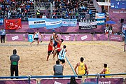 Deutsch: Beachhandball bei den Olympischen Jugendspielen 2018; Tag 5, 10. November 2018; Jungen, Hauptrunde - Thailand-Argentinien 2:1 English: Beach handball at the 2018 Summer Youth Olympics at 11 October 2018 – Boys Main Round – Thailand-Argentina 2:1