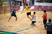 Deutsch: Beachhandball bei den Olympischen Jugendspielen 2018; Tag 5, 10. November 2018; Jungen, Hauptrunde - Thailand-Argentinien 2:1 English: Beach handball at the 2018 Summer Youth Olympics at 11 October 2018 – Boys Main Round – Thailand-Argentina 2:1