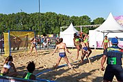 Deutsch: Beachhandball bei den Olympischen Jugendspielen 2018; Tag 3, 9. Oktober 2018; Mädchen, Vorrunde, Gruppe B - Venezuela-Niederlande 1:2 English: Beach handball at the 2018 Summer Youth Olympics at 9 October 2018 – Girls Preliminary Round Group B‎ – Venezuela-Netherlands 1:2