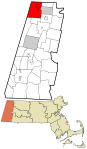 Berkshire County Massachusetts incorporated and unincorporated areas Williamstown highlighted.svg
