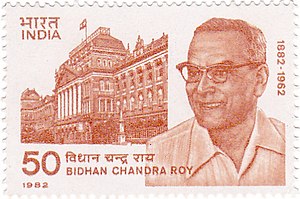 a commemorative post stamp of Dr. Roy, published by India Post.