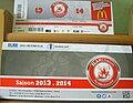 Billet de match avec son enveloppe en 2014 (Chalon -Strasbourg)