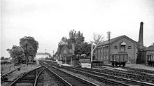 Bingham station on 13 July 1963 Bingham railway station.jpg