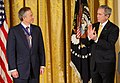 Former United Kingdom Prime Minister Tony Blair receiving the Presidential Medal of Freedom from President George W. Bush on January 13, 2009