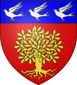 Capo d'azzurro a tre colombe soranti d'argento (Bois-Colombes, Francia)
