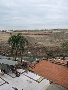 Filled in Boeung Kak Lake with demolished guest house