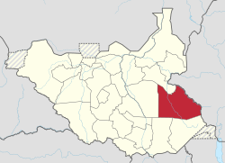 Местоположение Бомы в Южном Судане 